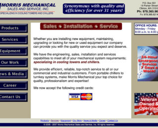 Clinton SEO by Mxt Media: Morris Mechanical — Homepage (before).