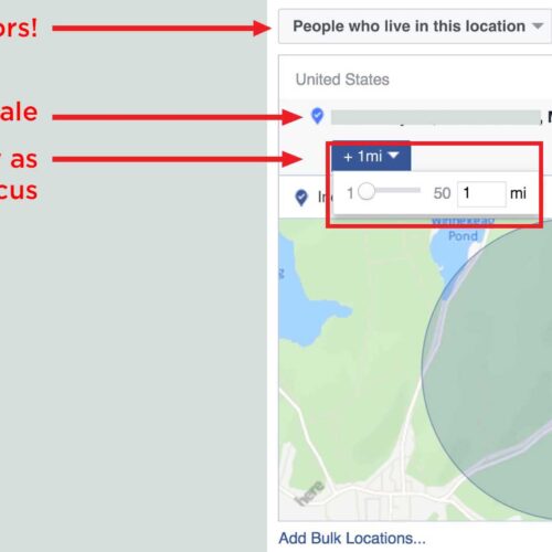 How to get Seller Leads with Facebook Ads: narrow geo-targeting.