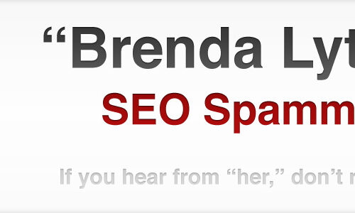 Brenda Llyttle SEO spammer banner.