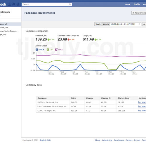 A screenshot demo of how Facebook investments might look.