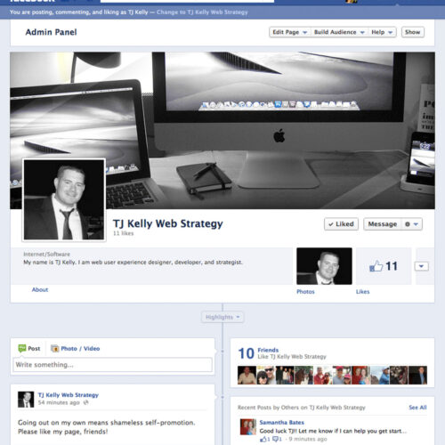 A screenshot of my Facebook page.