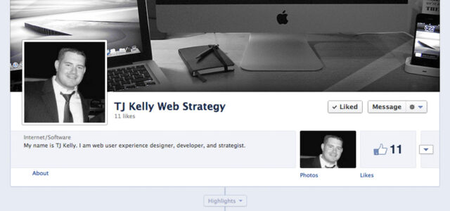 A screenshot of my Facebook page.