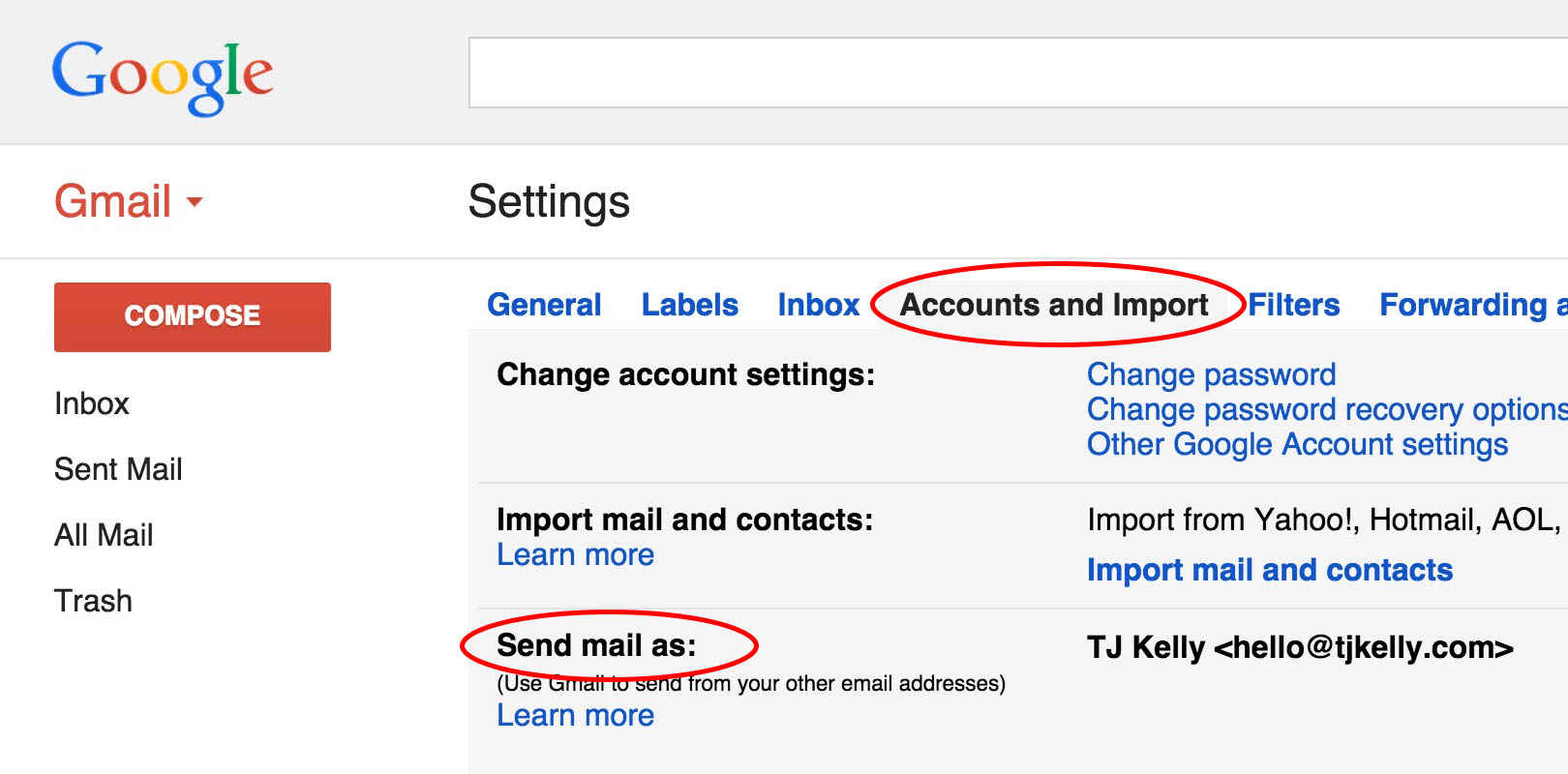 godady email settings for gmail