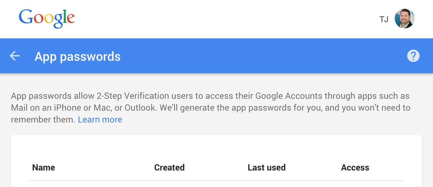 Gmail GoDaddy email forward (6): App Passwords.