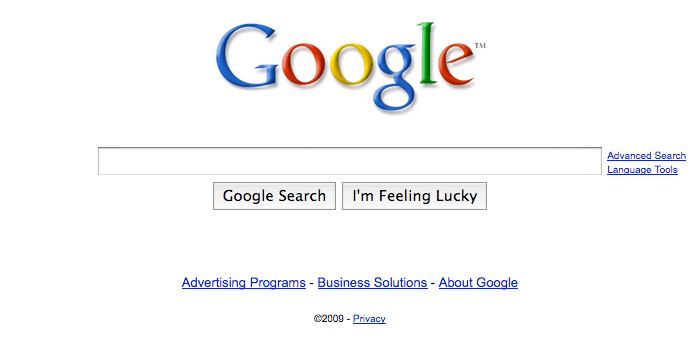A screenshot of Google's homepage, showing their recent changes.