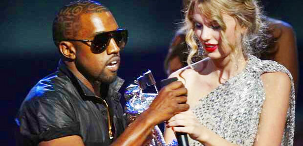 A photo of Kanye West being a jerk to Taylor Swift.