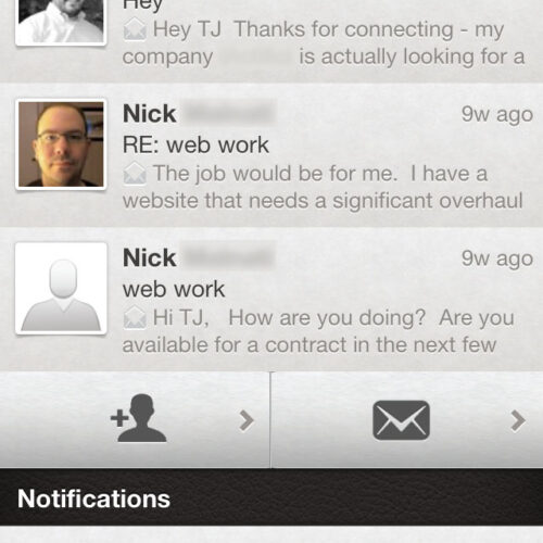 LinkedIn’s Terrible Mobile App 5: Messages screen.
