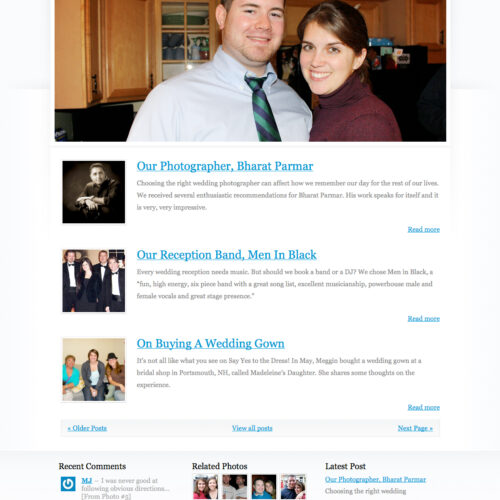 A screenshot of Meg & TJ's Wedding website.