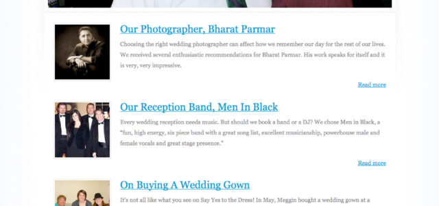 A screenshot of Meg & TJ's Wedding website.