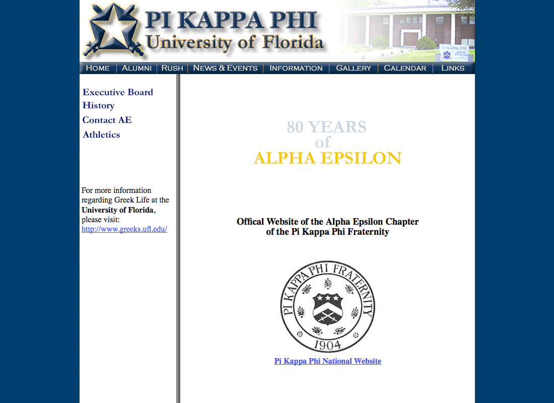 A Pi Kappa Phi chapter website: University of Florida.