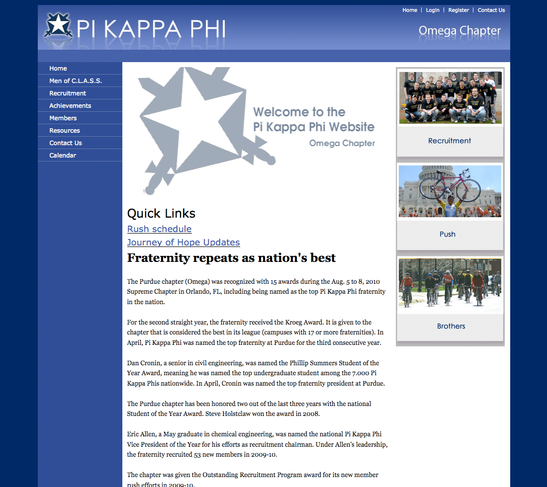 A Pi Kappa Phi chapter website: Purdue University.