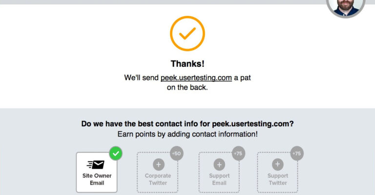 Shout User Testing form: Thanks & contact info.