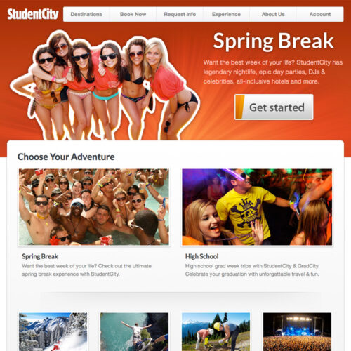 A screenshot of the StudentCity.com website.