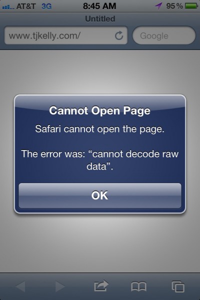 W3 Total Cache error on Safari/iPhone.