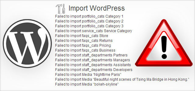 WordPress Import Failed.