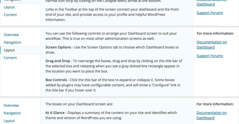 WordPress Tutorial: Dashboard - Help.