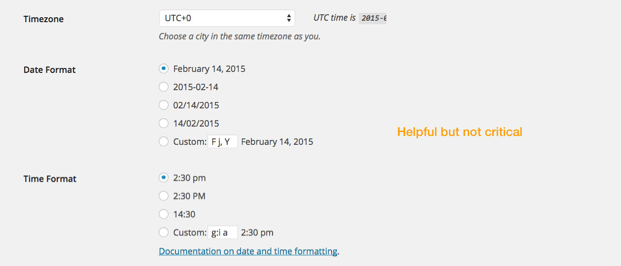WordPress Tutorial: General Settings - Time & date.